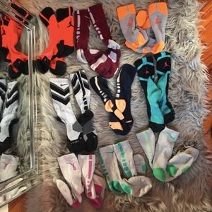 Crew socks, Nike elites and Jordans